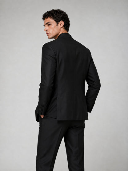 Savile GA0032 Black Double-Breasted 2-Piece Suit – Front full body, walking pose