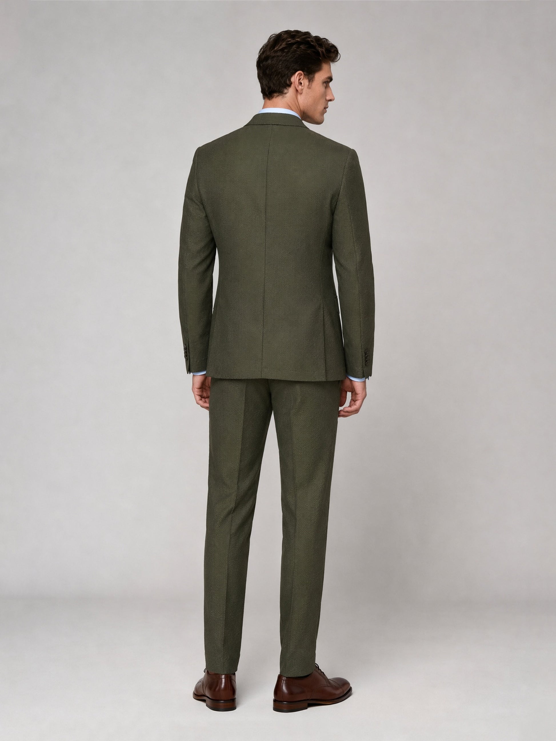 Savile GA0033 Olive Green 2-Piece Suit – Front full body, walking pose