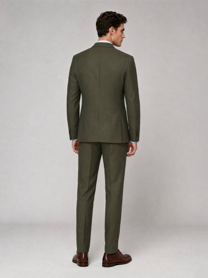 Savile GA0033 Olive Green 2-Piece Suit – Front full body, walking pose