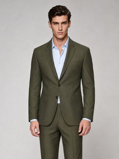 Savile GA0033 Olive Green 2-Piece Suit – Front full body, relaxed casual pose
