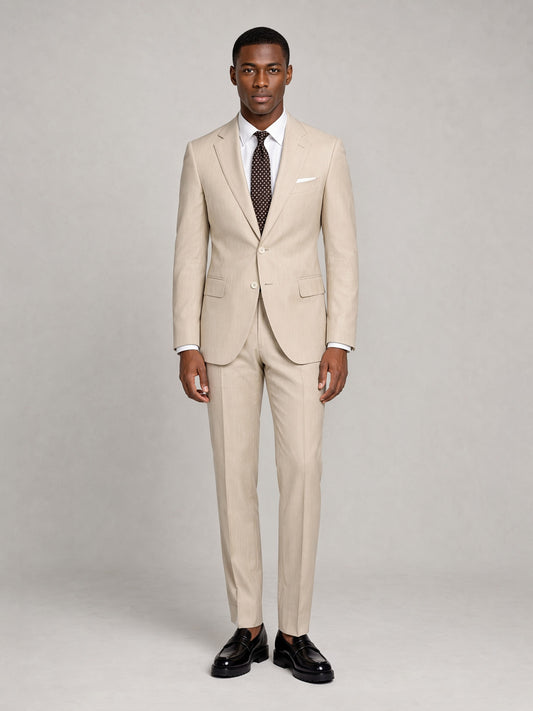 Savile GA0035 Beige 3-Piece Suit – Back full body view