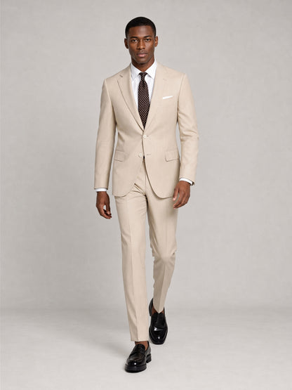 Savile GA0035 Beige 2-Piece Suit – Front full body, adjusting button pose