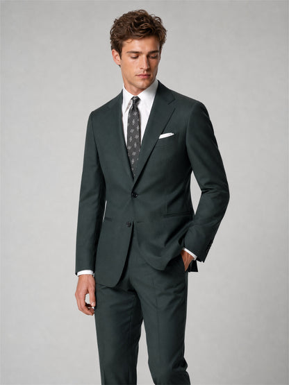 Savile GA0040 Hunter Green 2-Piece Suit – Front full body, walking pose