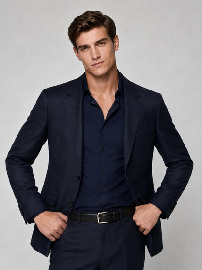 Savile GA0041 Navy Blue 2-Piece Suit – Back full body, walking pose
