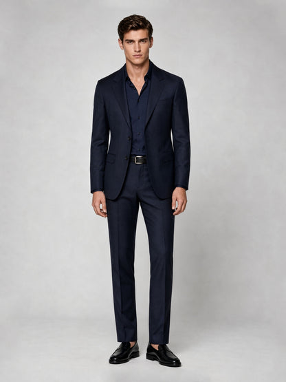 Savile GA0041 Navy Blue 2-Piece Suit – Front upper body, hands on lapels pose