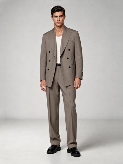 Savile GA0042 Mocha Brown Double-Breasted Suit – Back full body view