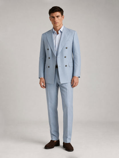 Savile GA0043 Sky Blue Double-Breasted Suit – Back full body view