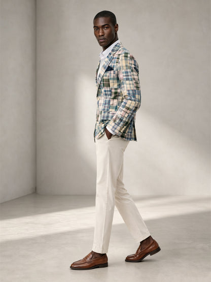 Savile Men's Madras Plaid Blazer – Multicolor Patchwork Sport Coat