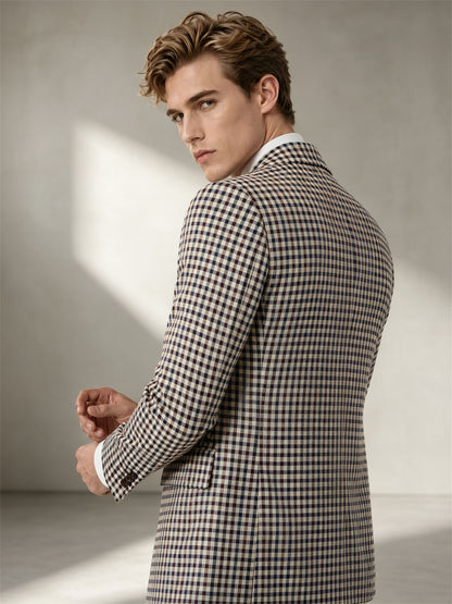 Savile GA0046 Houndstooth Double-Breasted Blazer – Back view, houndstooth pattern detail