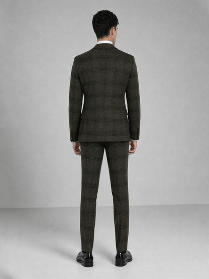 Savile GA0047 Glen Plaid 3-Piece Suit Set – Full 3-piece look, front full body, relaxed pose