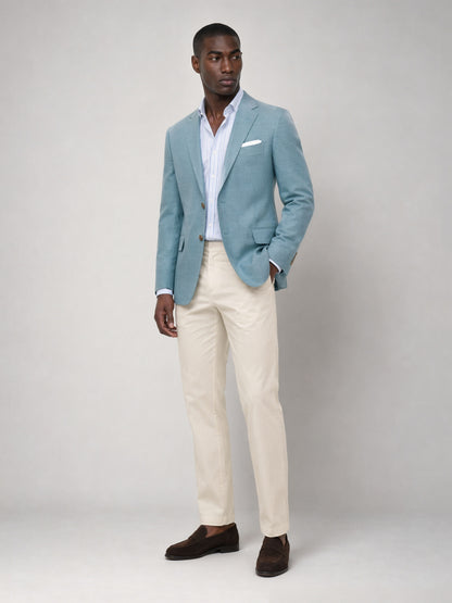 Savile GA0050 Sky Blue Linen Blazer – Back view, linen texture and center vent detail