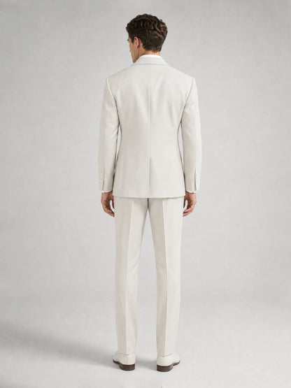 Savile GA0058 ivory white suit set – dynamic three-quarter side pose showing drape and silhouette
