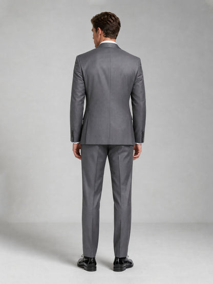 Savile GA0059 charcoal grey suit set – full body front view, slim-fit silhouette with black oxford shoes