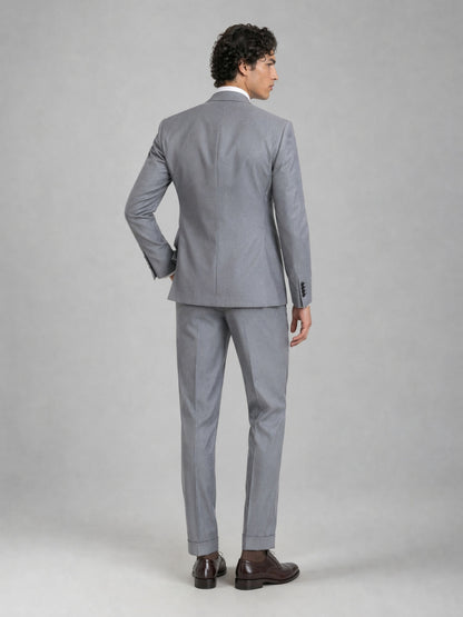 Savile GA0078 mid grey wool-blend suit set – full body front view, natural standing pose showing complete Italian tailoring silhouette