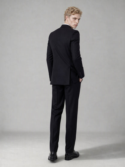 Savile Men's Black Double-Breasted Slim Fit 2-Piece Suit | Peak Lapel Blazer & Trousers