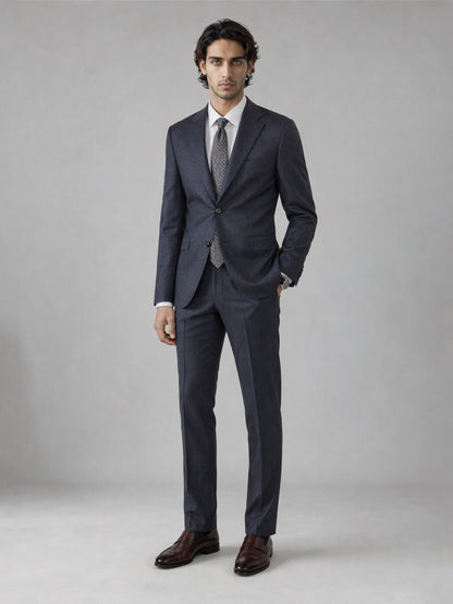 Men's Deep Navy Blue Slim-Fit 2-Piece Suit – Full Body Front View