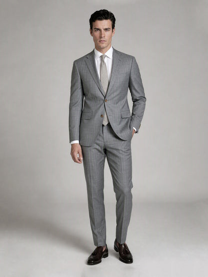 Men's Light Grey Slim-Fit 2-Piece Suit – Full Body Front View