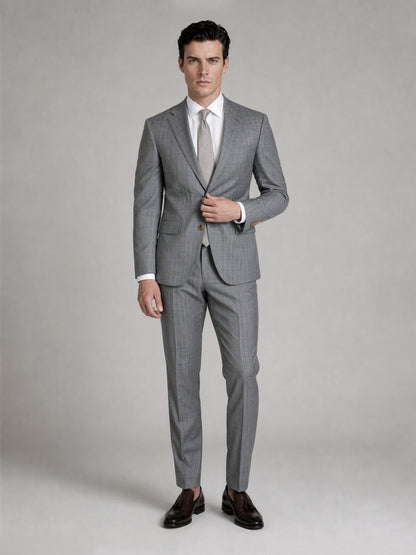 Men's Light Grey Slim-Fit 2-Piece Suit – Full Body Front Second Angle