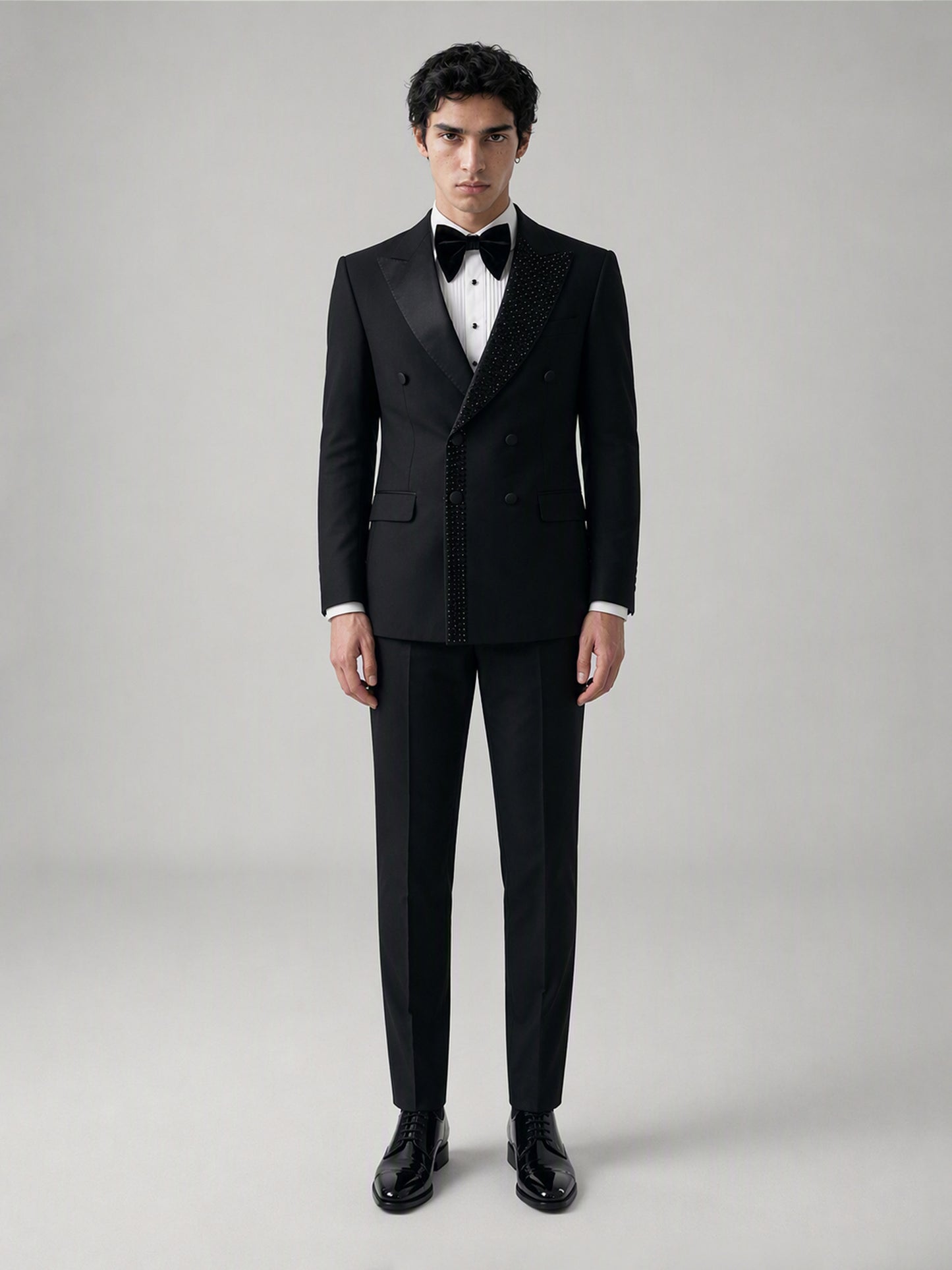 Savile GA0131 black tuxedo suit set - rear view showing clean back construction and trouser cut