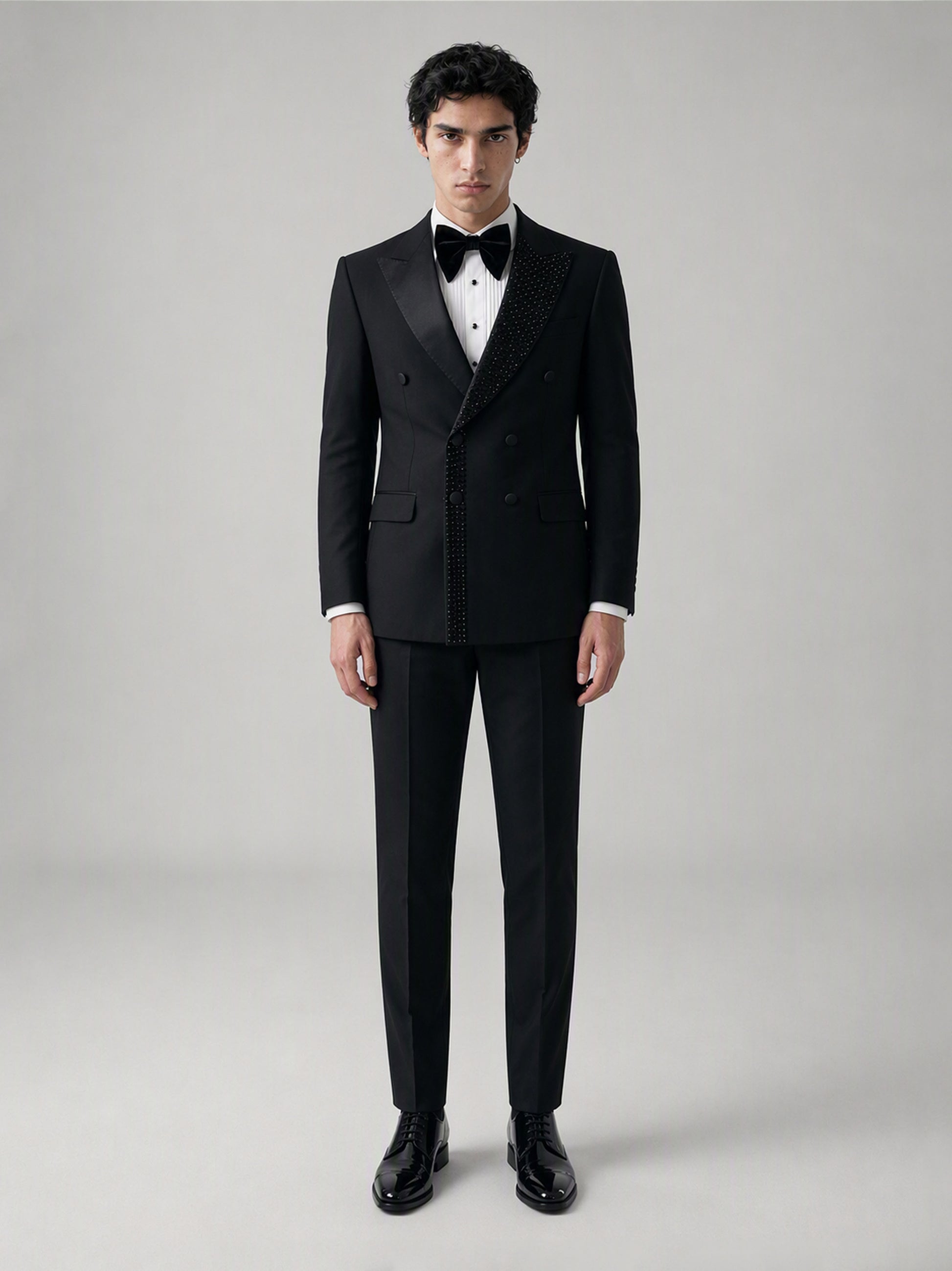 Savile GA0131 black tuxedo suit set - rear view showing clean back construction and trouser cut