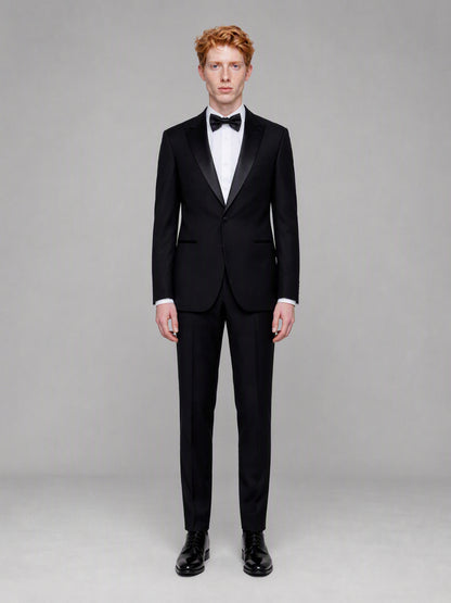Savile GA0132 black tuxedo suit set - rear three-quarter view showing back construction and trouser cut