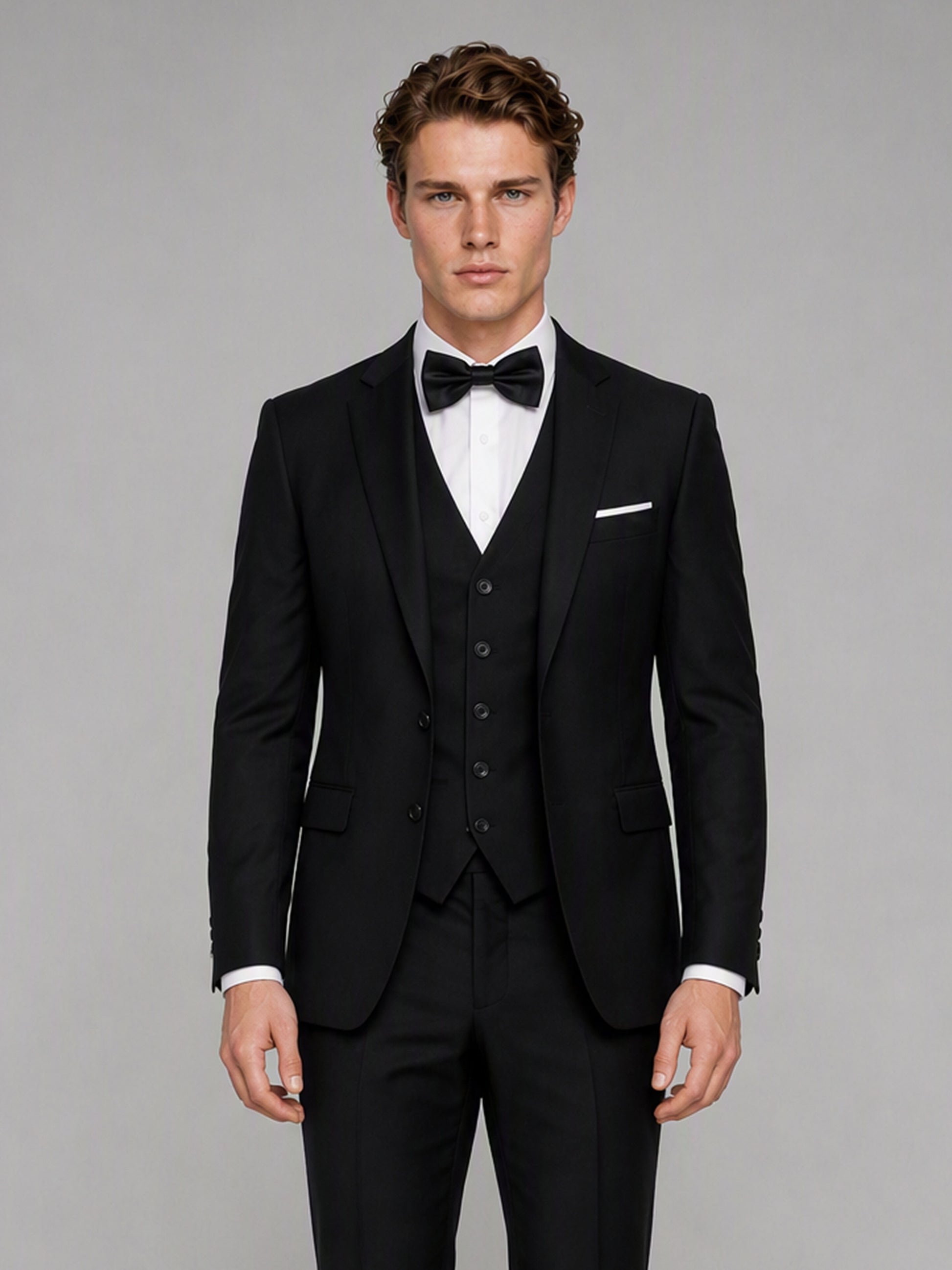 Savile GA0142 black 4-piece suit set - rear full-length view showing clean back construction and slim trouser cut