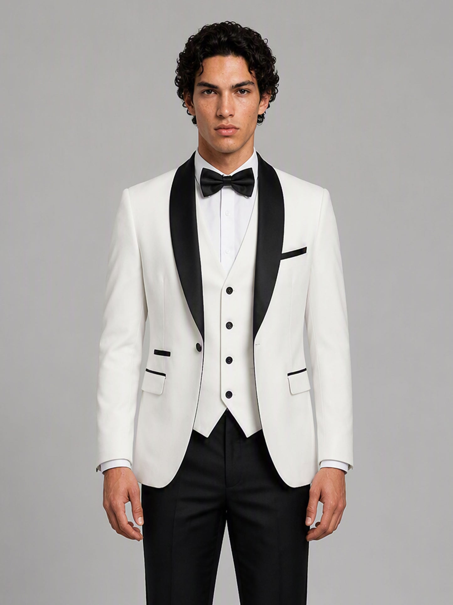 Savile GA0144 Men's White 3-Piece Tuxedo Suit Set – Side Profile View