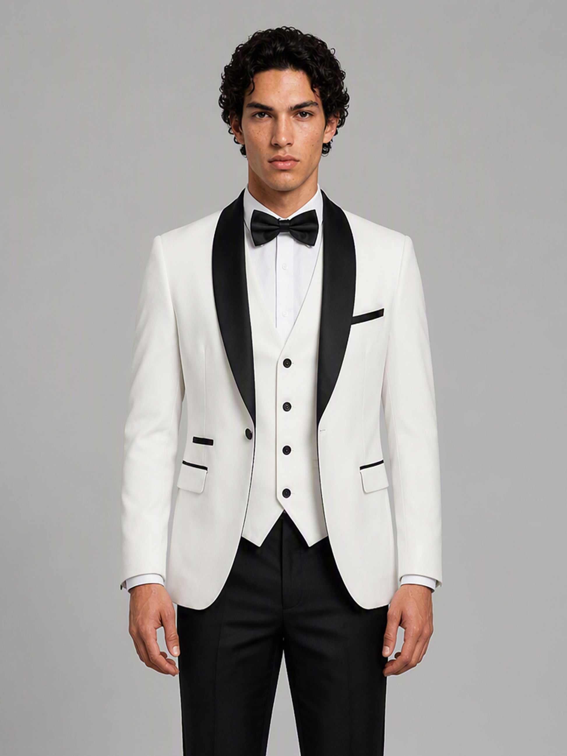 Savile GA0144 Men's White 3-Piece Tuxedo Suit Set – Side Profile View