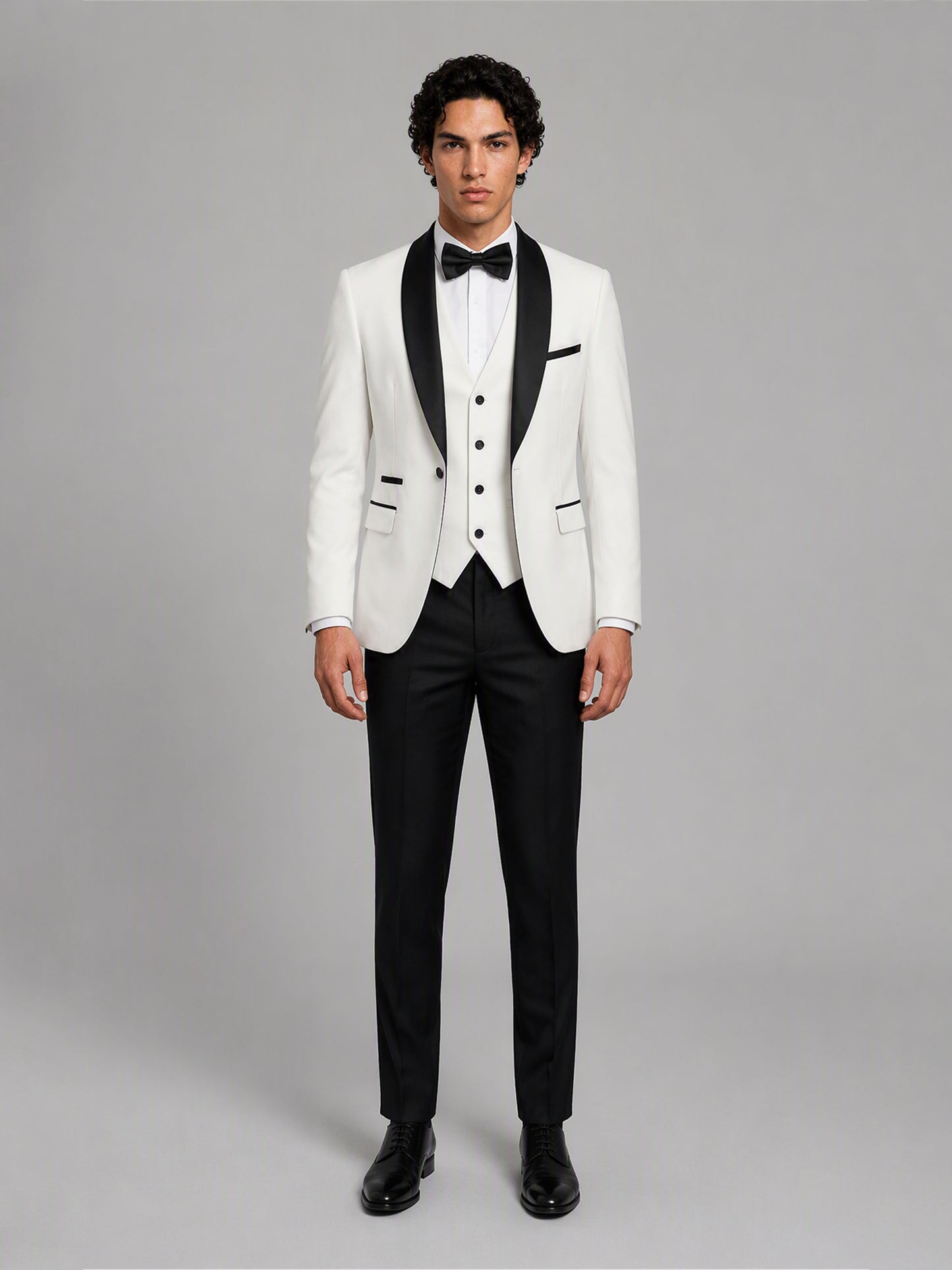 Savile GA0144 Men's White 3-Piece Tuxedo Suit Set – Close-Up Front Detail