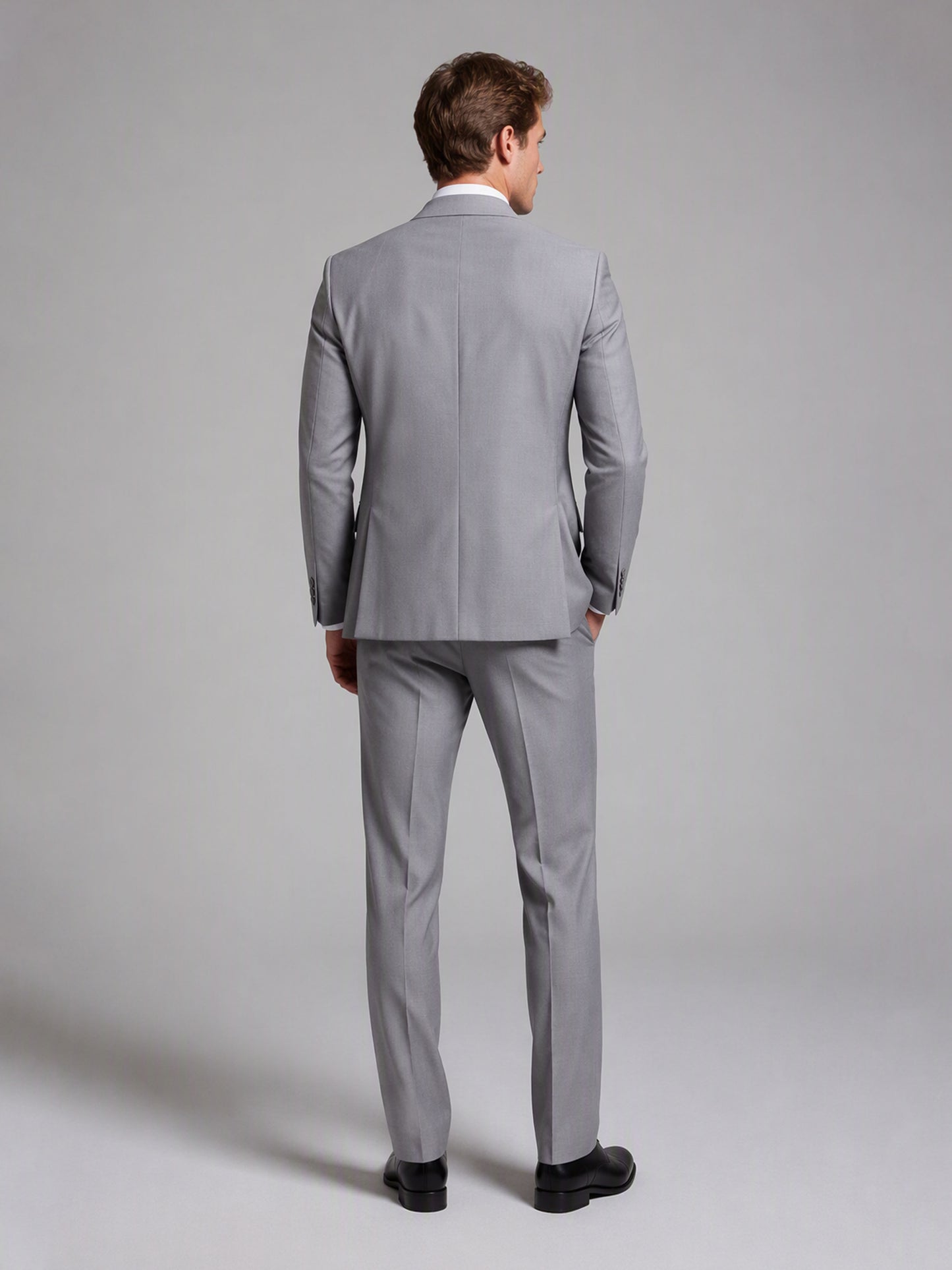 Savile GA0145 Men's Light Grey 3-Piece Suit Set – Full Body Front View
