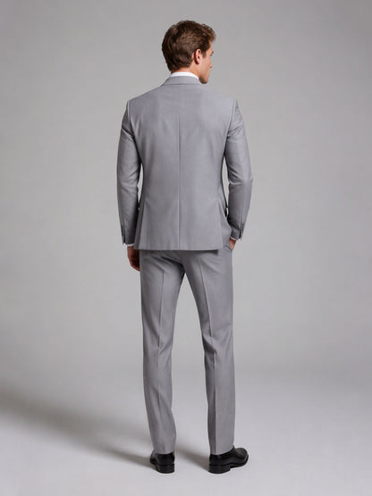 Savile GA0145 Men's Light Grey 3-Piece Suit Set – Full Body Front View