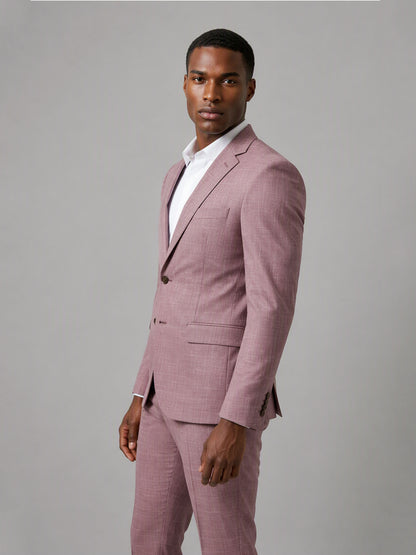 Savile GA0148 Men's Dusty Rose Windowpane Check Suit – Close-Up Front Detail