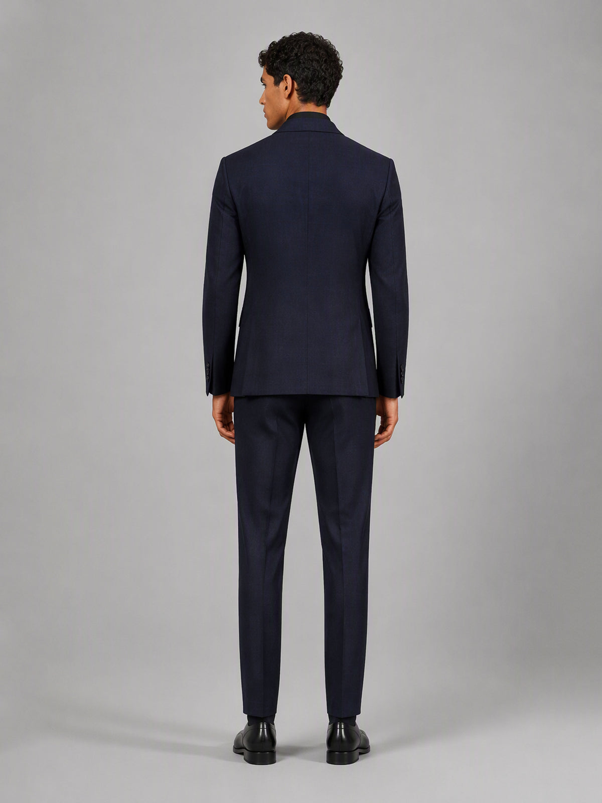 Savile GA0149 Men's Navy Blue Plaid 3-Piece Suit Set – 3/4 Angle Front View