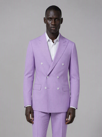 Men's Lavender Double-Breasted Pinstripe Suit Set | Blazer & Trousers