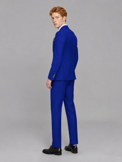 Men's royal blue 3-piece suit set – back three-quarter view, Savile GA0177