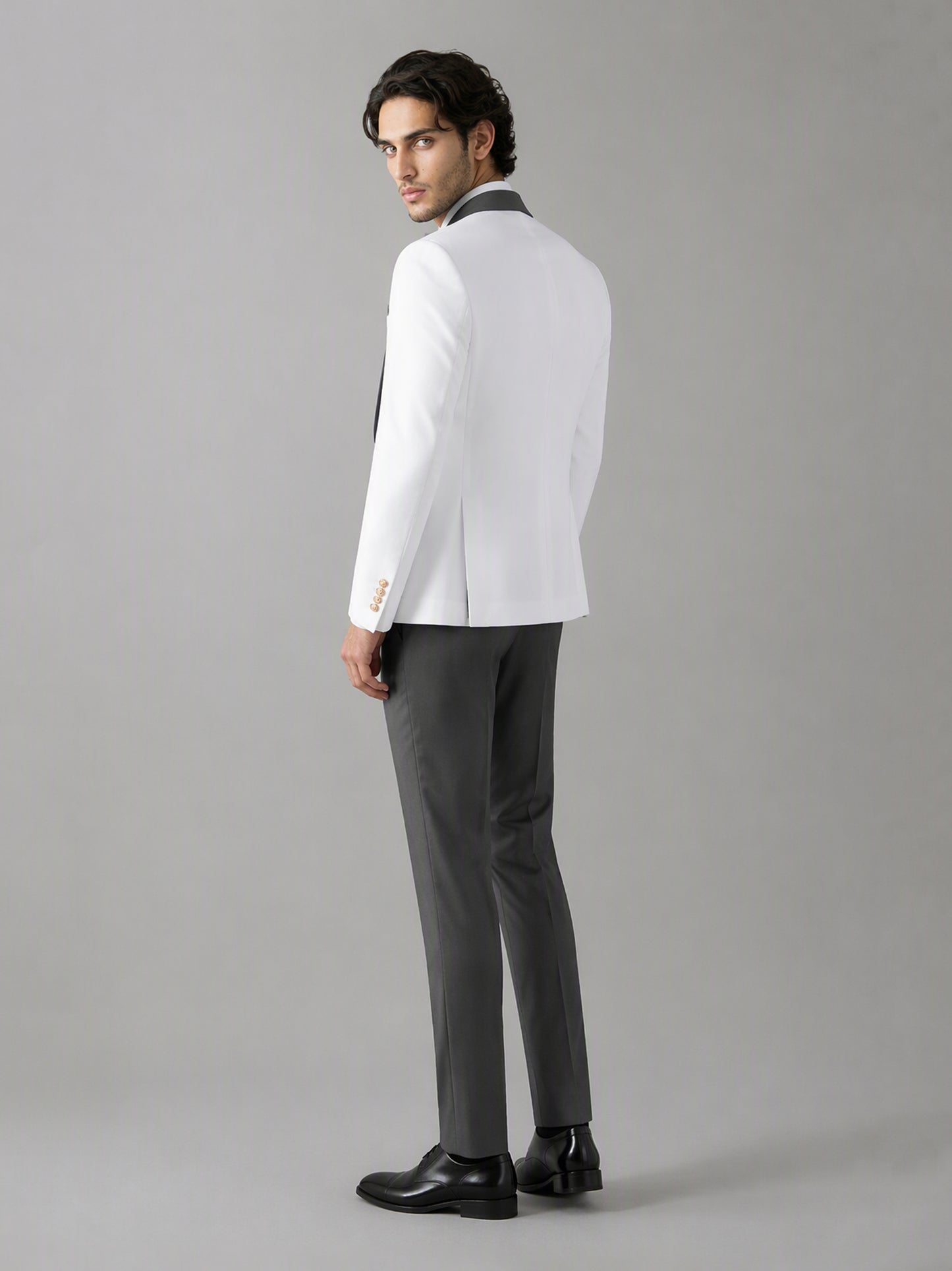 Savile GA0178 Men's White & Grey 3-Piece Suit Set – Front standing full length
