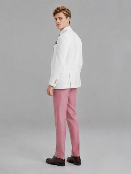 Savile GA0178 Men's White & Pink 3-Piece Suit Set – Back three-quarter view