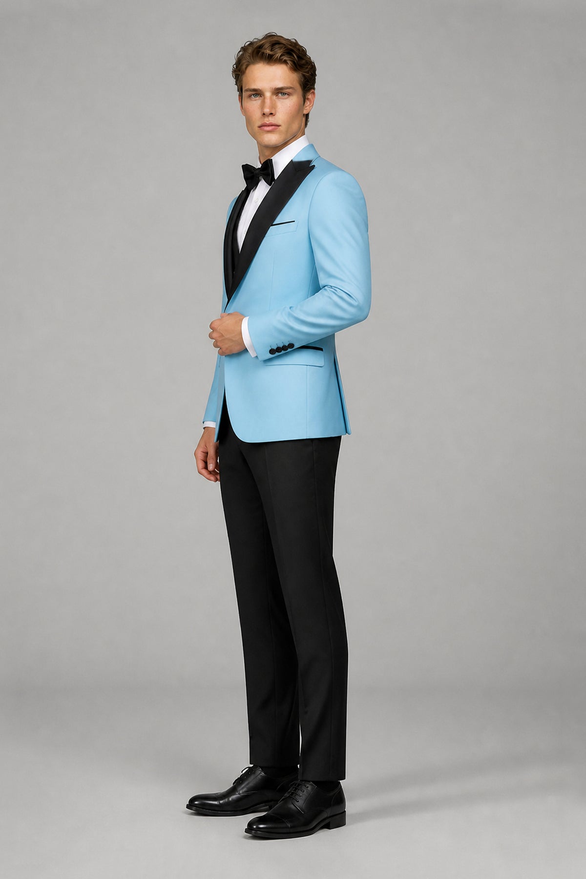 Men's Sky Blue Tuxedo 3-Piece Suit – Front View | Savile GA0179