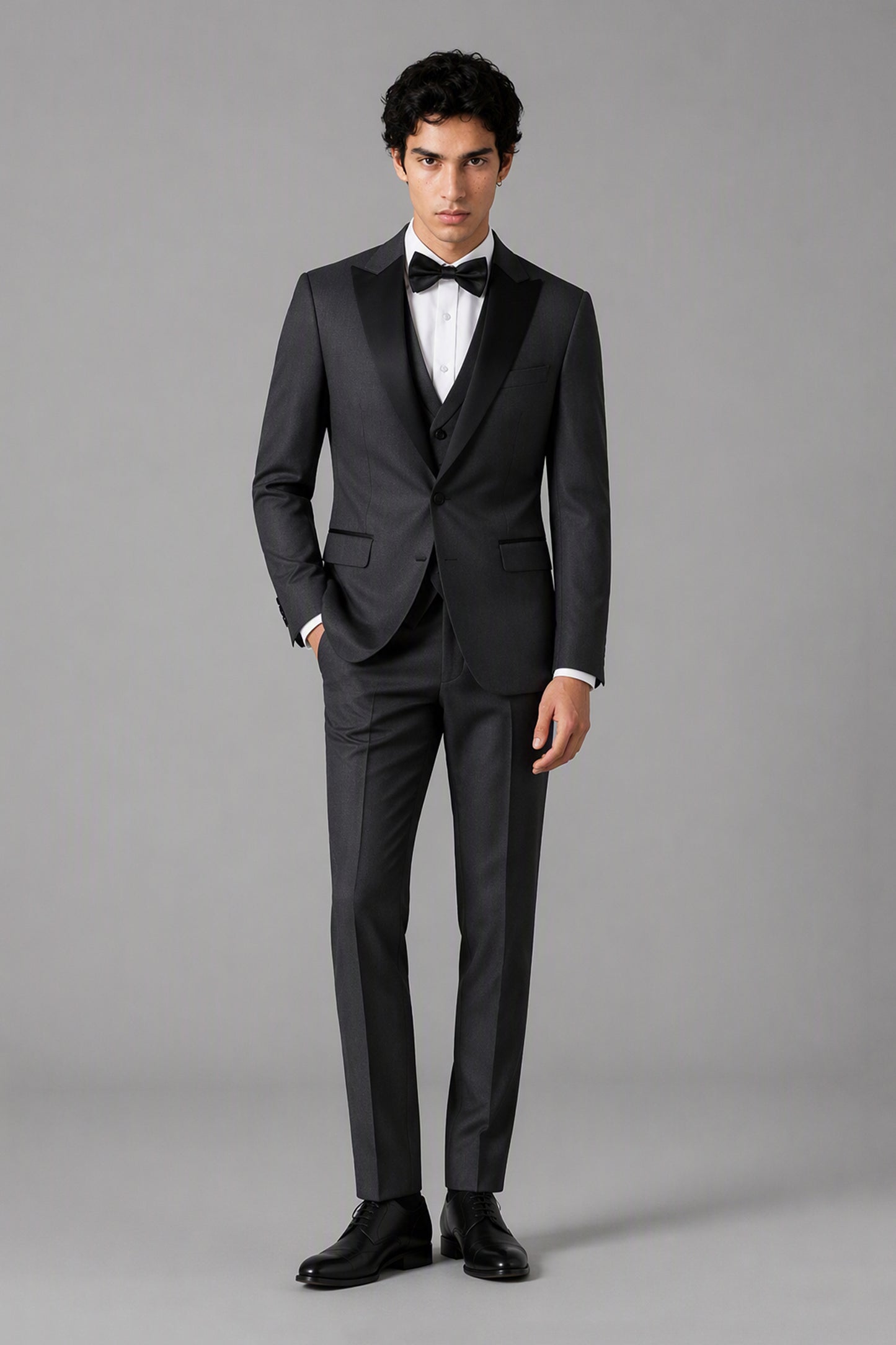 Men's Grey Tuxedo 3-Piece Suit – Side View | Savile GA0179