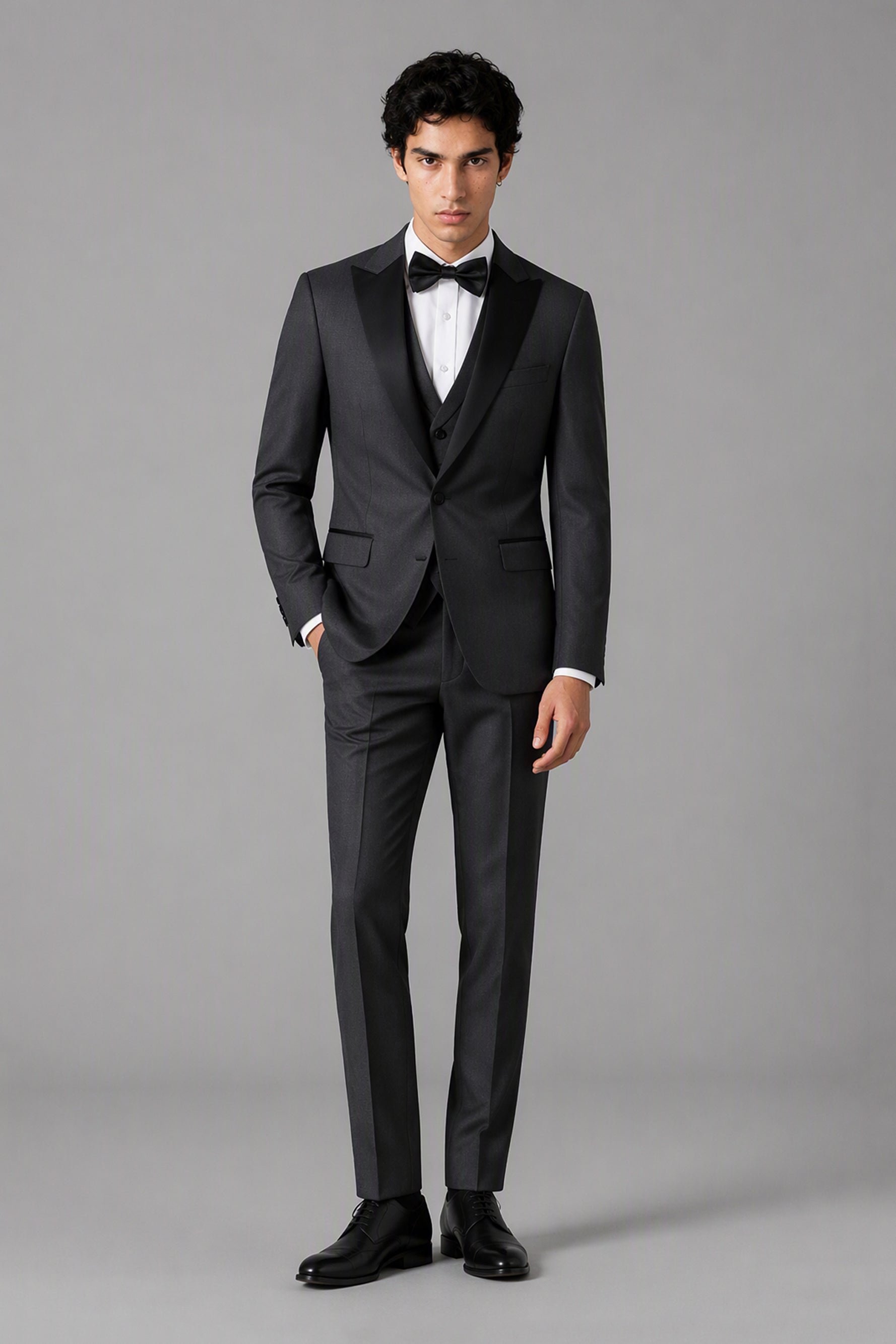 Men's Grey Tuxedo 3-Piece Suit – Side View | Savile GA0179