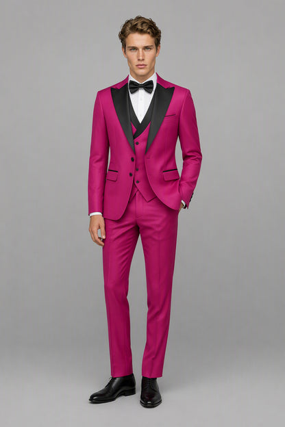 Men's Hot Pink Tuxedo 3-Piece Suit | Blazer, Vest & Trousers