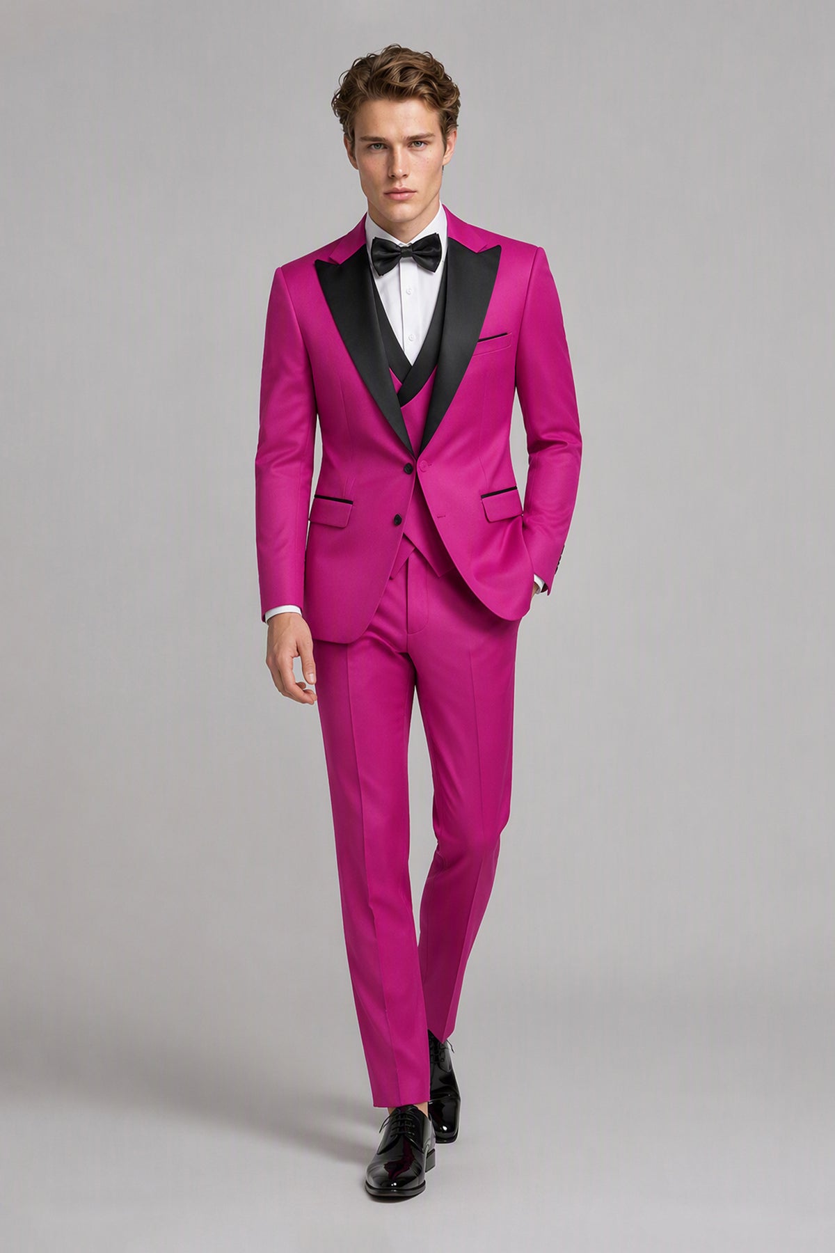 Men's Hot Pink Tuxedo 3-Piece Suit | Blazer, Vest & Trousers