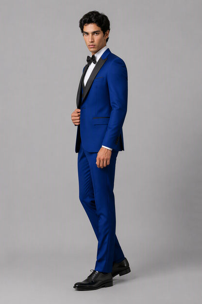 Men's Royal Blue Tuxedo 3-Piece Suit – Front Close-Up View | Savile GA0179