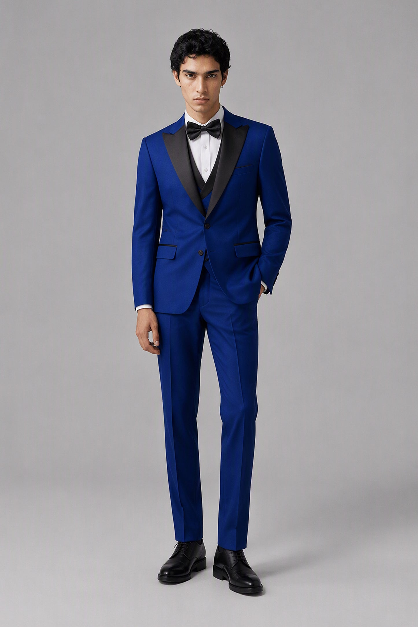 Men's Royal Blue Tuxedo 3-Piece Suit – Full Body Front View | Savile GA0179