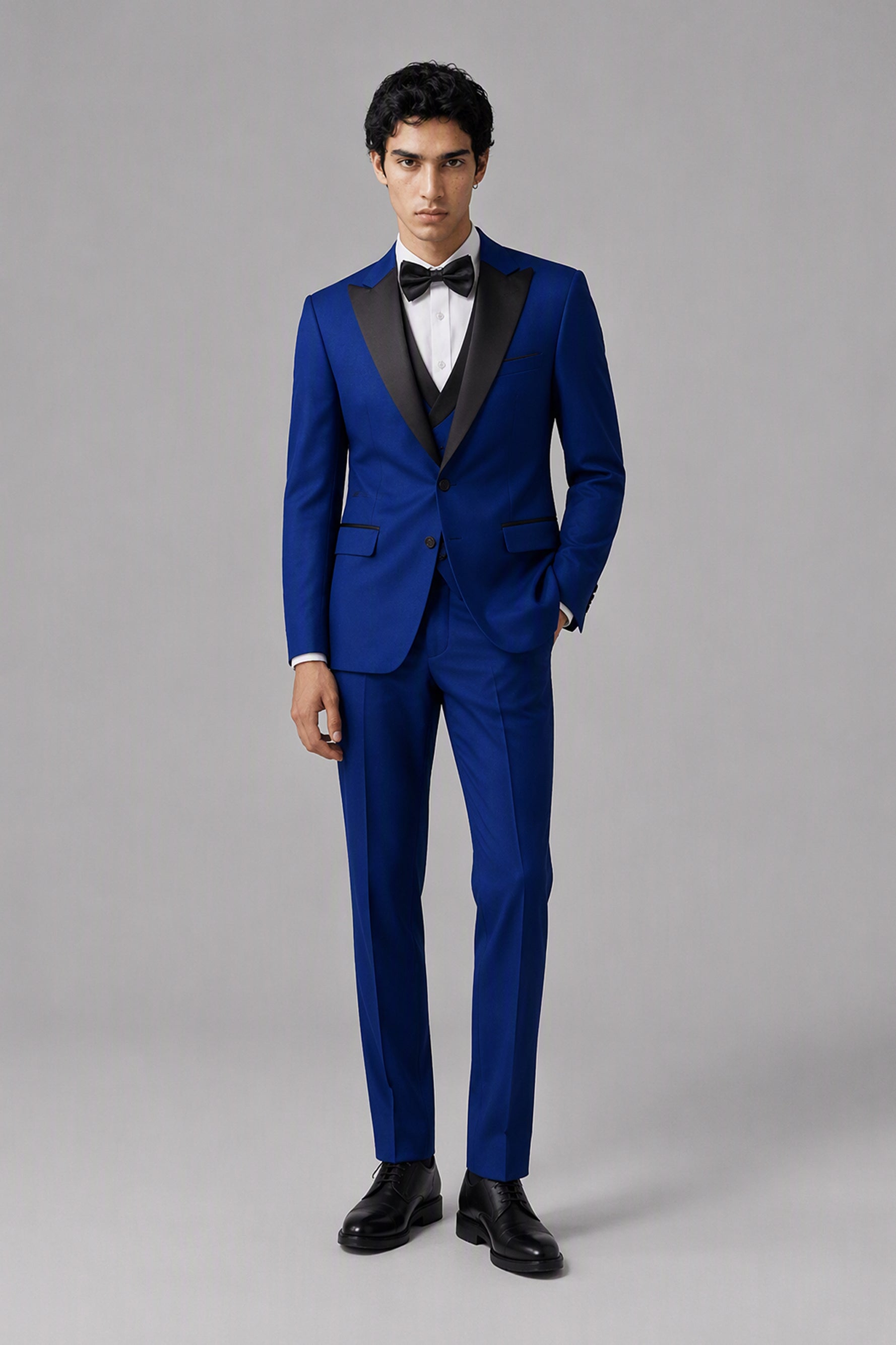 Men's Royal Blue Tuxedo 3-Piece Suit – Full Body Front View | Savile GA0179