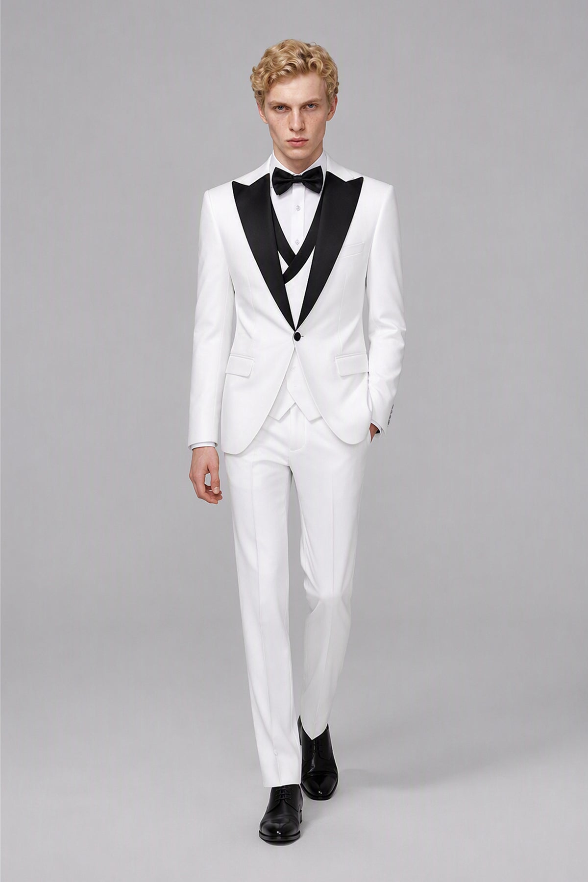 Men's White Tuxedo 3-Piece Suit | Blazer, Vest & Trousers