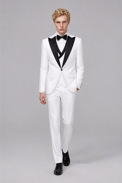 Men's White Tuxedo 3-Piece Suit | Blazer, Vest & Trousers