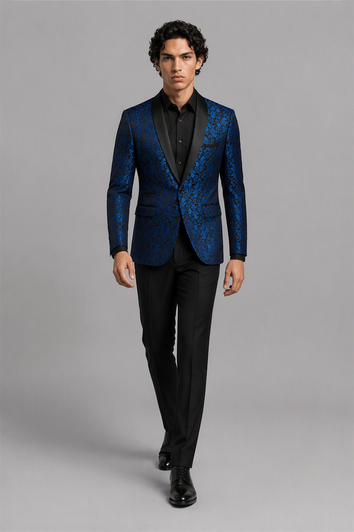 Men's Royal Blue Jacquard Tuxedo 2-Piece Suit | Blazer & Trousers