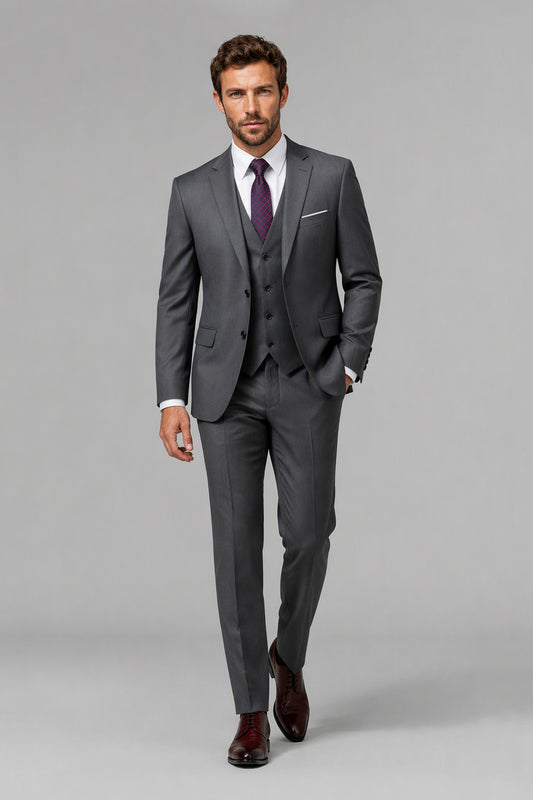 Savile Men's Grey 3-Piece Suit Set | Jacket, Vest & Trousers