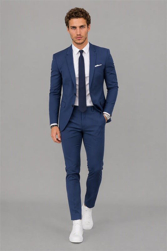 Men's Blue Slim Fit Suit Blazer – Front Upper Body Close-Up | Savile GA0195